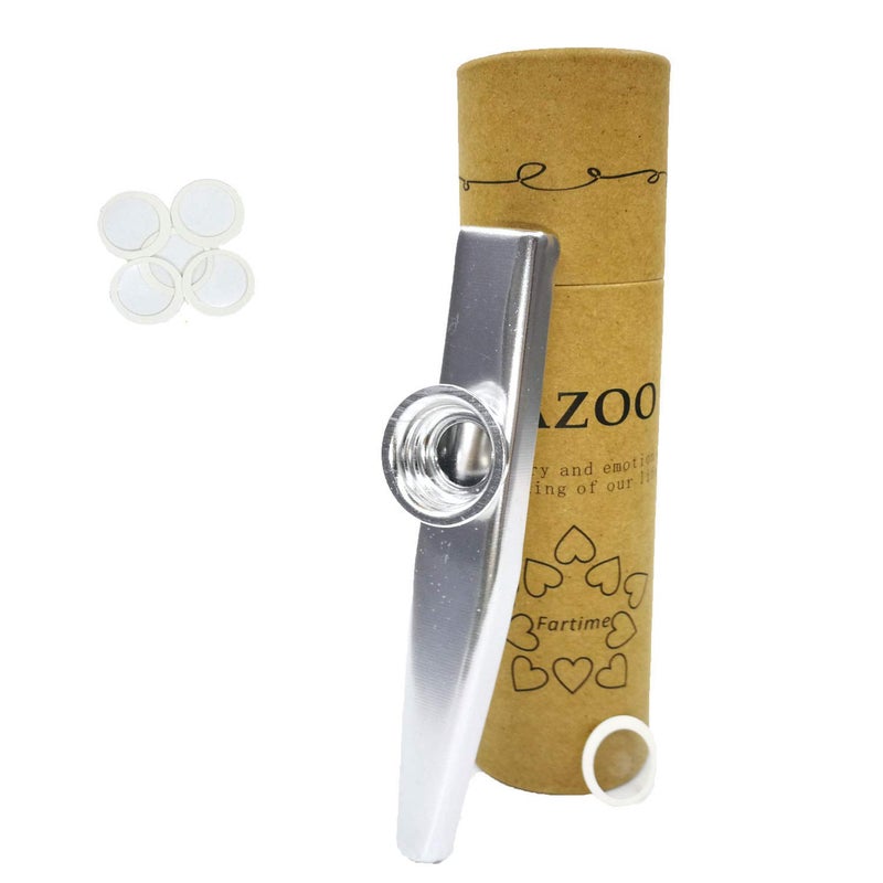 Fartime Silver Exquisite Aluminum Alloy Kazoo With 5 Kazoo Flute Diaphragms And A Beautiful Gift Box-Musical Instruments. (silver) - Image 1